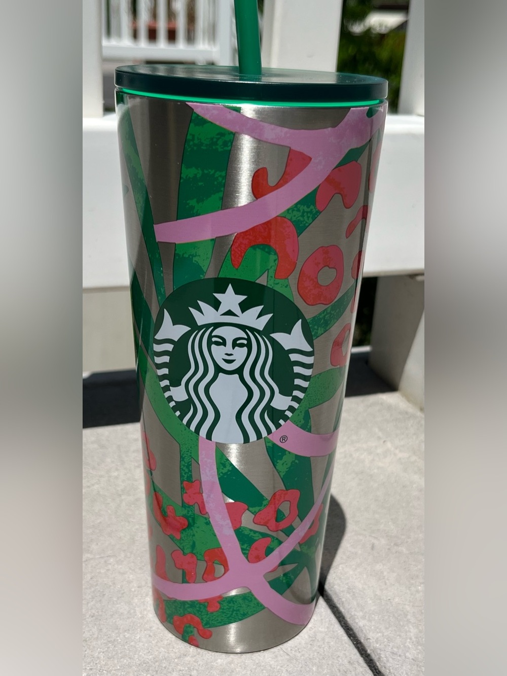 Starbucks 2021 Leopard Floral Stainless Steel Tumbler 24 Oz NWT